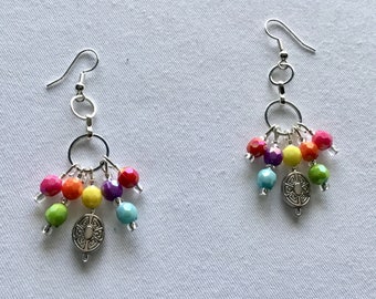 Bright colourful dangly earrings
