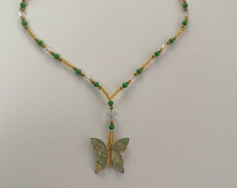 Green Butterfly Pendant Necklace