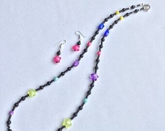 Bright star necklace with earrings