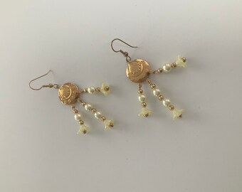 Dangle Pale Yellow Flower Earrings
