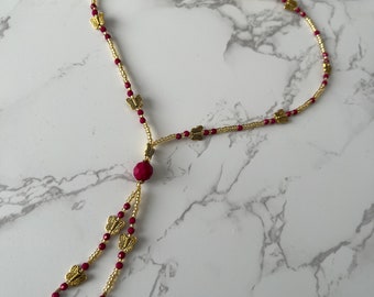 Butterfly Bead deep pink Necklace