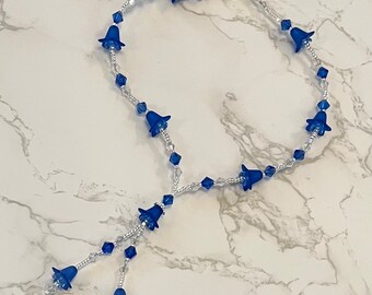 Bright Blue Flower Necklace