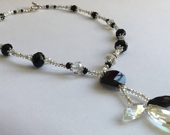 Black and crystal necklace