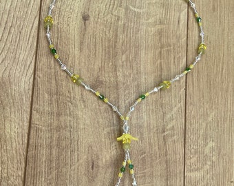 Pretty Green & Yellow Flower Necklace
