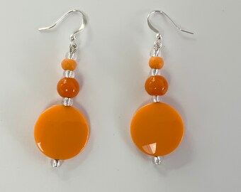 Bright Orange Dangle Earrings