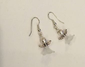 White Christmas angel earrings
