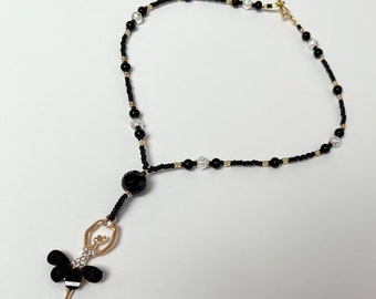 Black Dressed Ballerina Pendant Necklace