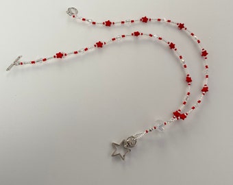Red Star Beaded Id Lanyard