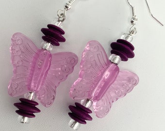 Purple Butterfly Earrings