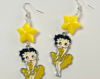 Yellow Dressed Betty Boop Earrings