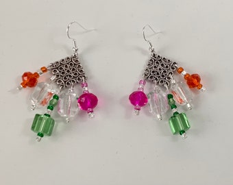 Colourful Bead Dangly Earrings