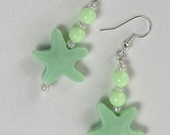 Green Star Dangly Earrings