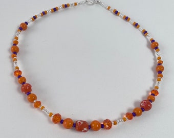 Orange and Purple Bead Necklace