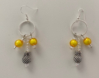 Hoop Earrings with Pineapple Charm