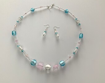 Pretty Glass Necklace and Earrings