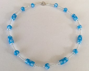 Blue beaded necklace