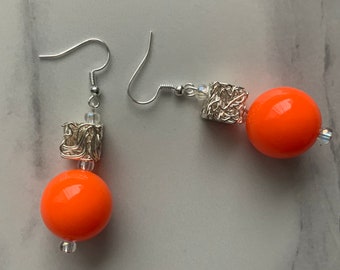 Bright Orange Dangle Earrings