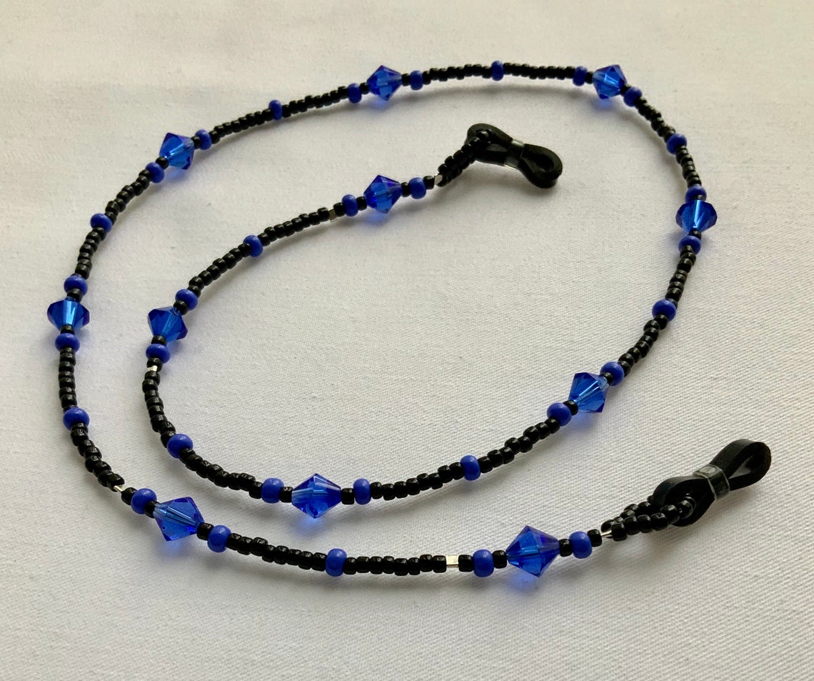 Black and Blue Bead Spectacle Chain Etsy