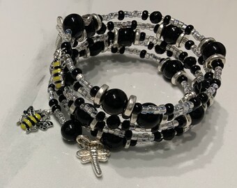 Black Beaded Memory Bracelet