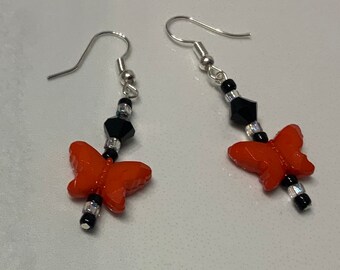 Red Butterfly Dangle Earrings