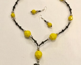 Yellow Betty Boop Pendant Necklace with Earrings
