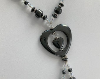 Large Grey Heart Necklace