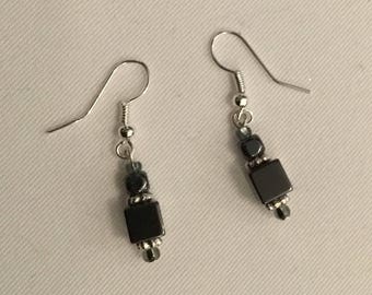 Grey hematite beaded earrings