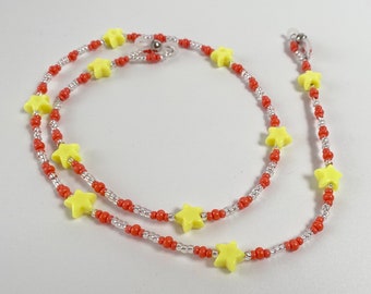 Yellow Star Orange Bead Glasses Chain