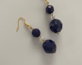 Dark Blue Dangle Earrings