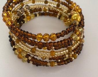 Brown Beadd Memory Bracelet