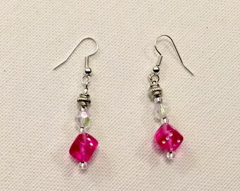 Pretty Pink Dice Earrings