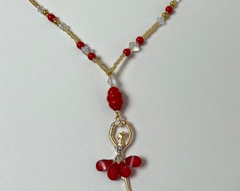 Red Dreeesed Ballerina Pendant Necklace