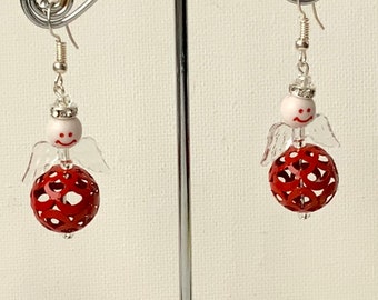 Bright Red  Fairy Earrings