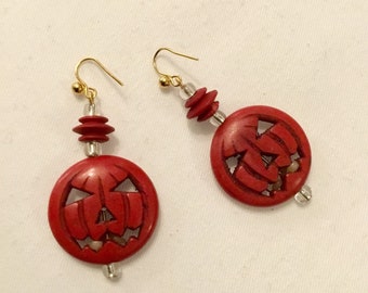 Red Pumpkin Dangle Earrings