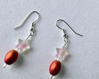 Red and star bead earrings