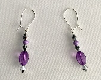 Purple drop earrings