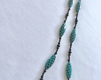 Black and Dotty Turquiose bead necklace