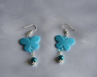 Turquoise blue butterfly earrings