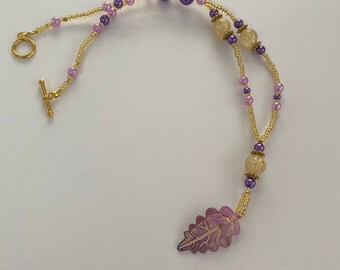 Purple Leaf Pendant Necklace