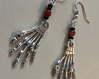 Silver skeleton Hand Earrings