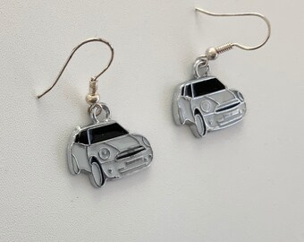 White Car Charms Earrings