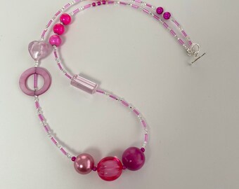Pink Bead Long Necklace