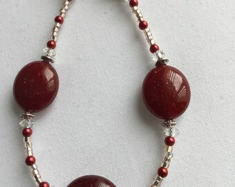 Deep red chunky bead choker necklace