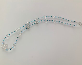 Pretty Blue and White Long Necklace