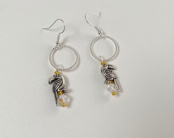 Dangly Toucan And Hoop Earrings