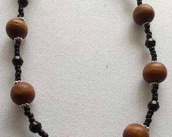 black and brown beaded choker necklace