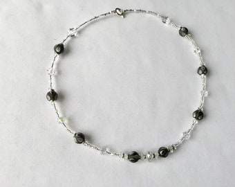 Grey glass bead sparkle necklace