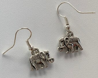 Silver Plated Elephant Charm Earrings