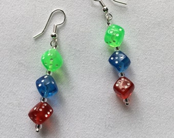 Dice bead dangle earrings