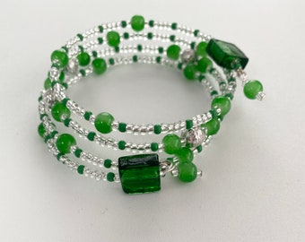 Bright Green Memory Wire Bracelet